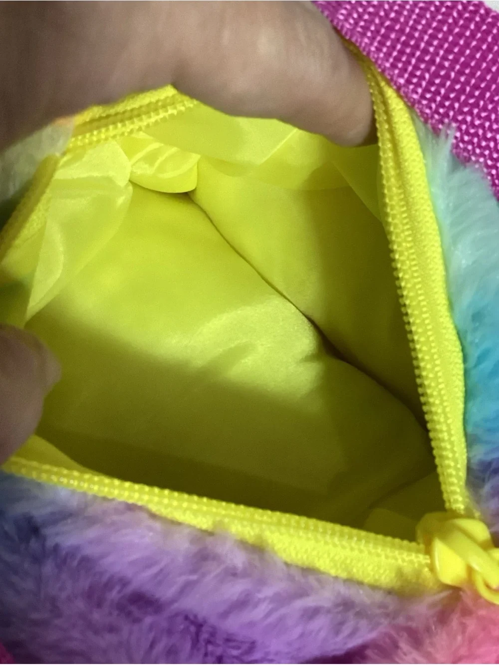 Peeps 16” Rainbow Tie Dye Zipper Plush Backpack NEW Super Cute